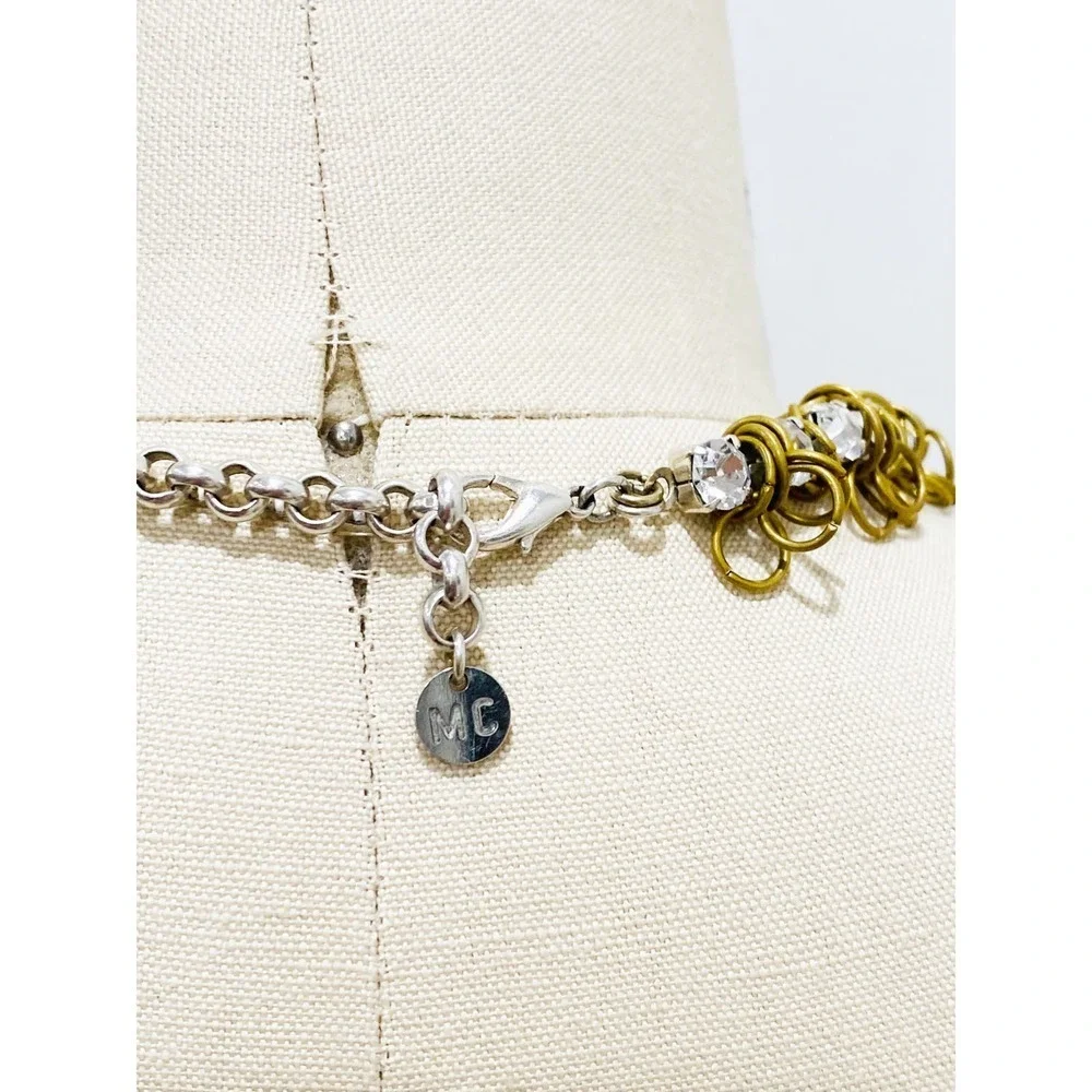 Moutton Collet Gold Silver X Project Necklace Gold Plated Rhinestones Mod $348 - Picture 5 of 6